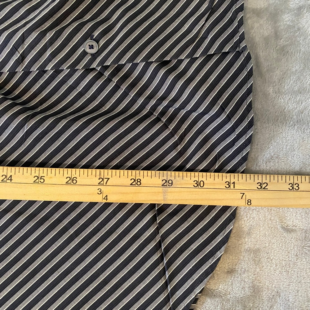 Banana Republic Shirt Sz L Black Gray Diagonal Stripe Button Up VTG Y2K ‎ Office - Picture 10 of 11